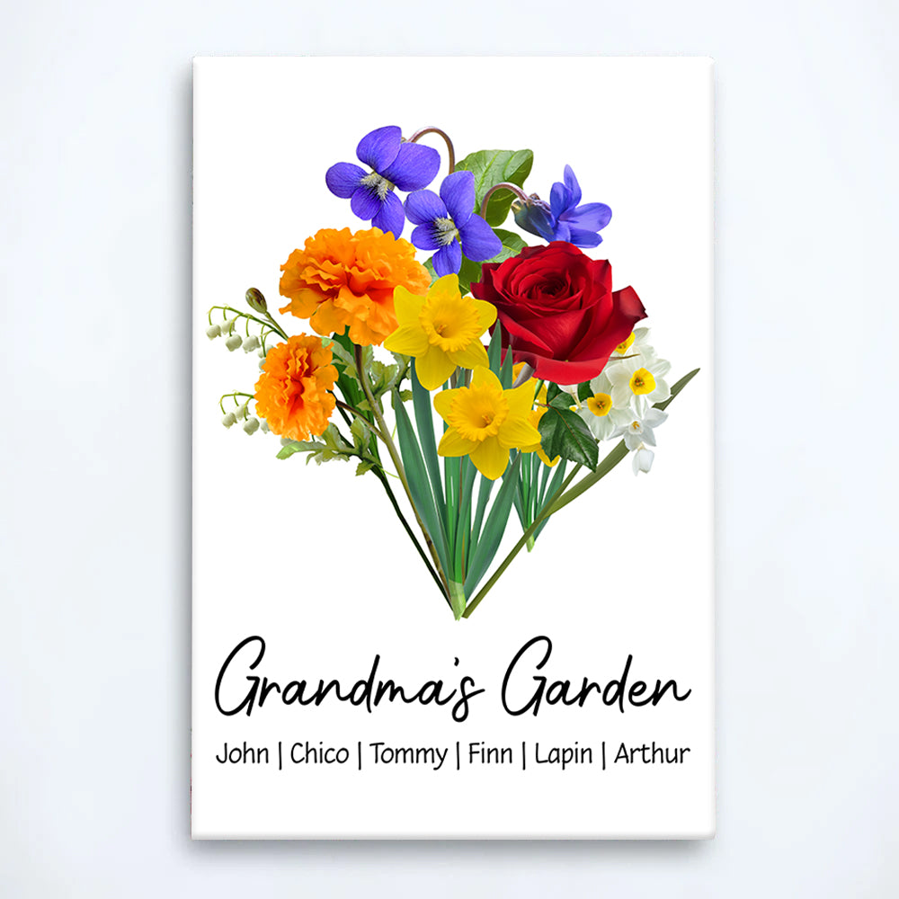 Mother's Day - Custom Birth Flower Family Bouquet Canvas