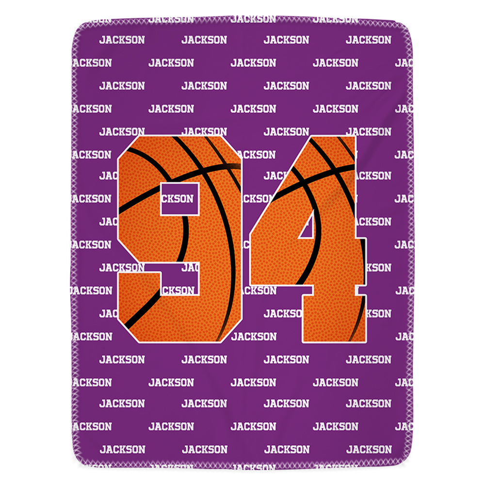 Personalized Cozy Baseball Basketball Number Soft Blanket with Name Birthday Father's Day Gift for Sports Fan