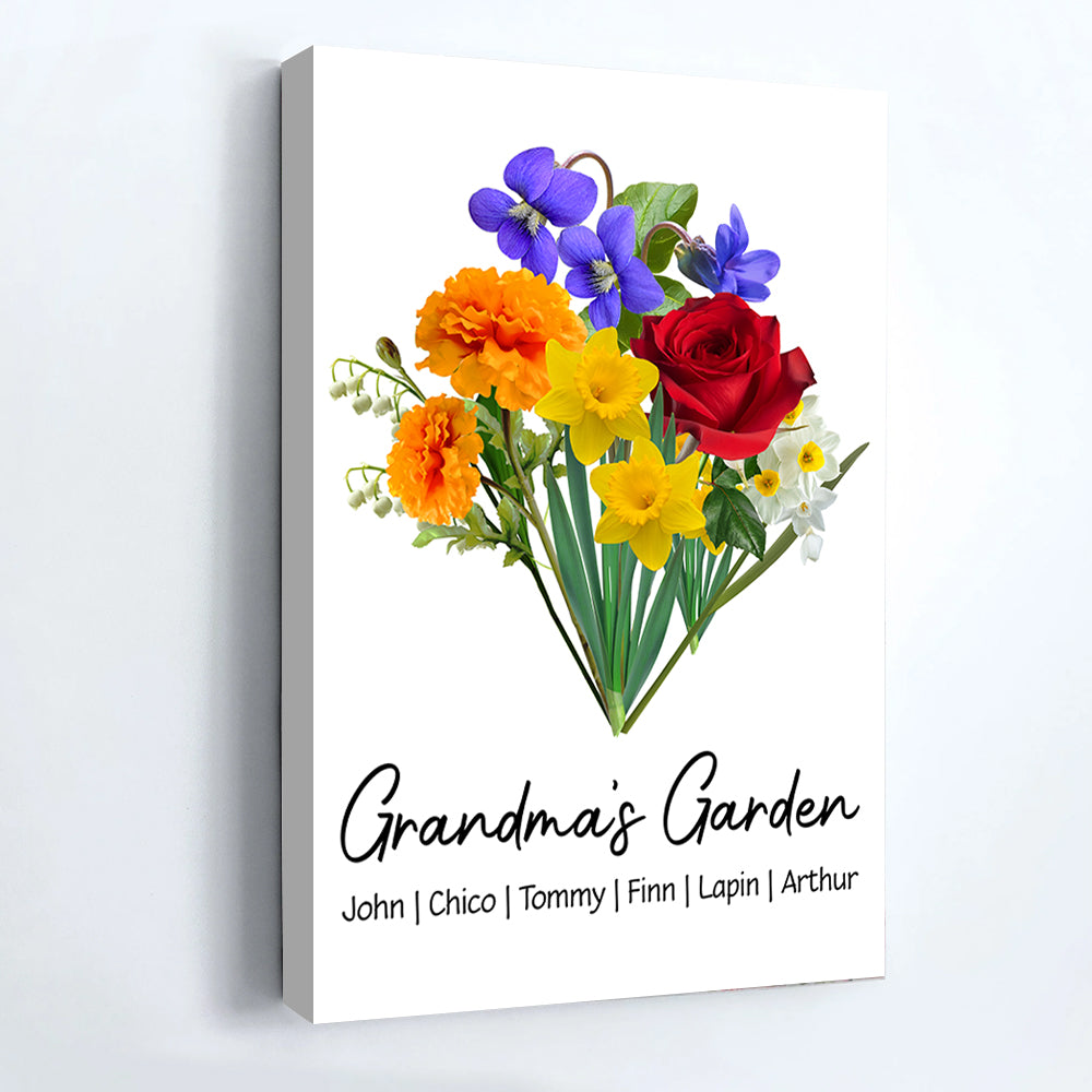 Mother's Day - Custom Birth Flower Family Bouquet Canvas
