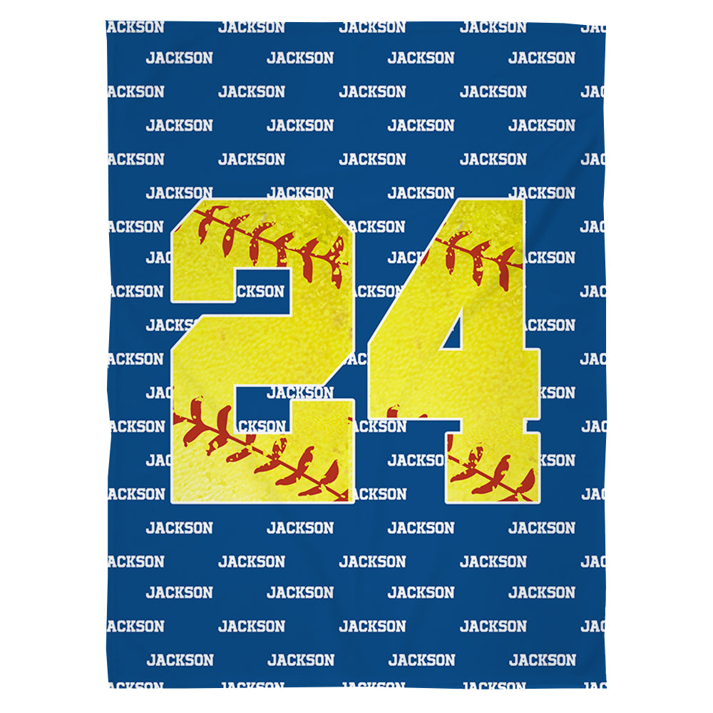 Personalized Cozy Baseball Basketball Number Soft Blanket with Name Birthday Father's Day Gift for Sports Fan