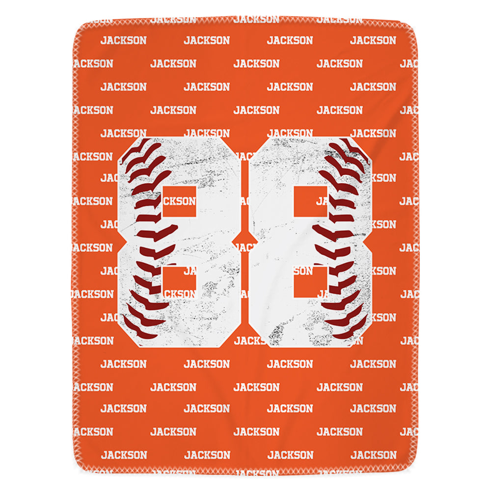 Personalized Cozy Baseball Basketball Number Soft Blanket with Name Birthday Father's Day Gift for Sports Fan