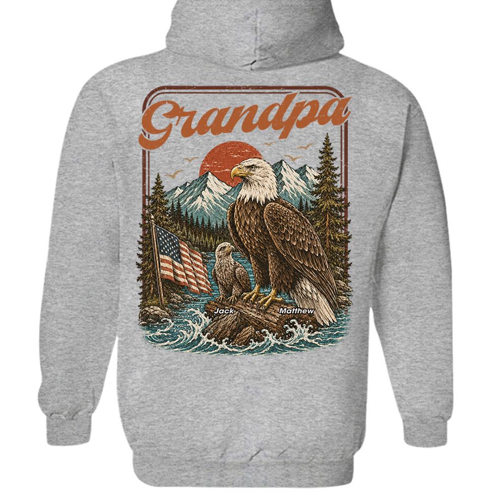 Personalized Papa America Eagle Patriotic T-Shirt Father Day Gifts for Dad Funny Papa Tshirt Cool Daddy Eagle Vintage Retro Shirt for Men Hv01