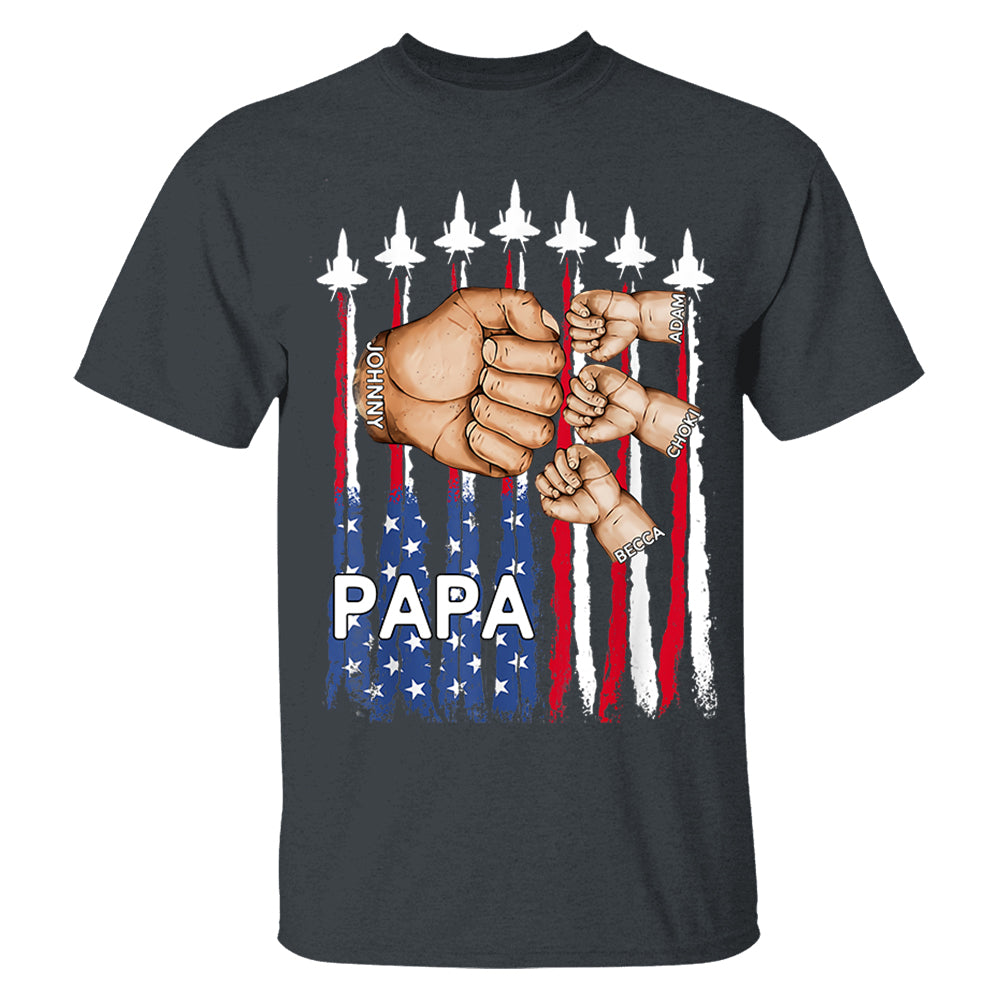 Custom Grandpa Shirt with USA Flag & Fighter Jets Design