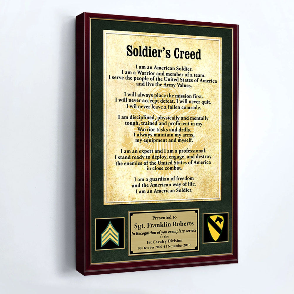 Custom Name Date Rank US Military Creed Personalized Poster Canvas Gift For Military Veteran H2511