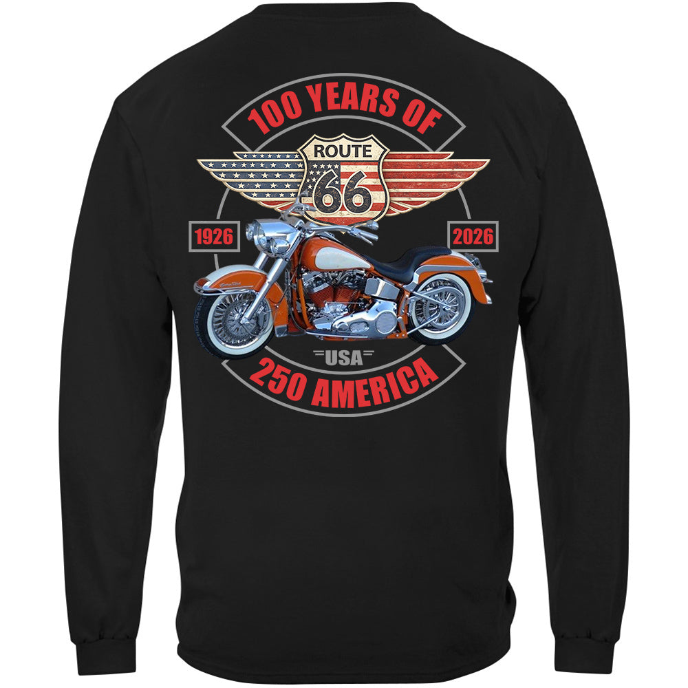Celebrate 100 Years of Road Route 66 and America 250th Anniversary - Personalized Upload Vechicle Photo For Biker Shirt A2110