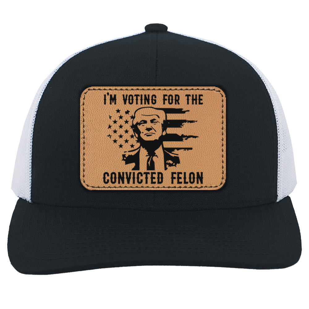 Funny I'm Voting Convicted Felon 2024 Hat, Retro American Flag Hat -