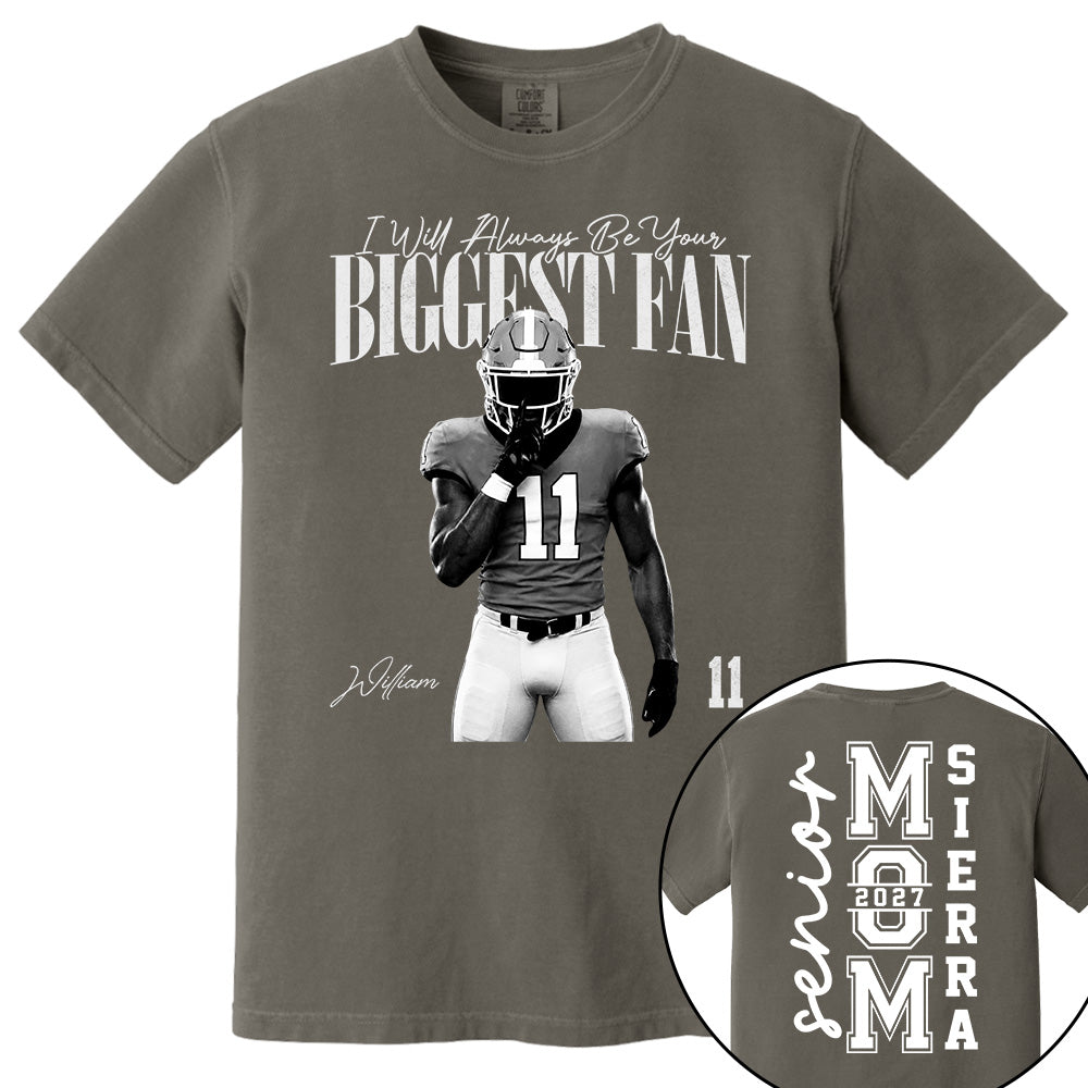 Senior Mom - I'll Always Be Your Biggest Fan - Washed Tee Retro Bootleg Shirt For Football Players NA04 VH01