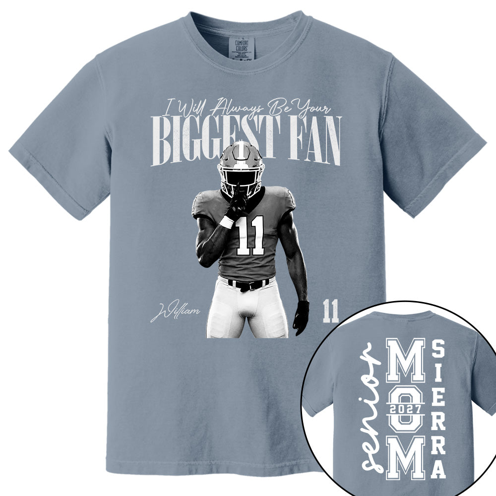 Senior Mom - I'll Always Be Your Biggest Fan - Washed Tee Retro Bootleg Shirt For Football Players NA04 VH01