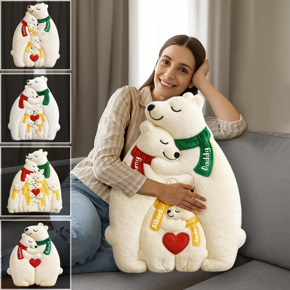 Bear Family Hugging Ugly Plush Pillow, Personalized Gifts For Family Nh00