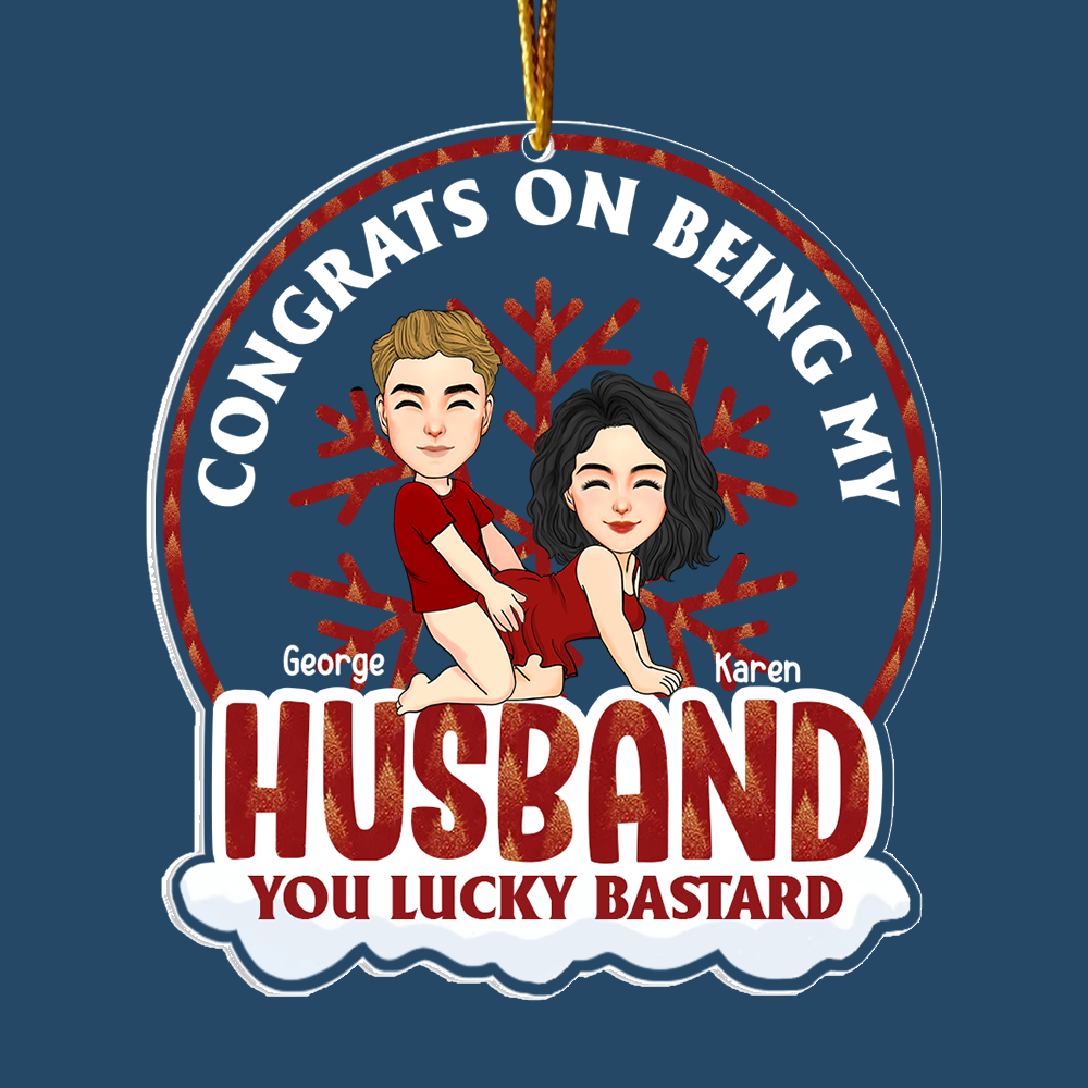 Congrats On Being My Husband Personalized Globe Acrylic Ornament For Couple
