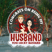 Congrats On Being My Husband Personalized Globe Acrylic Ornament For Couple