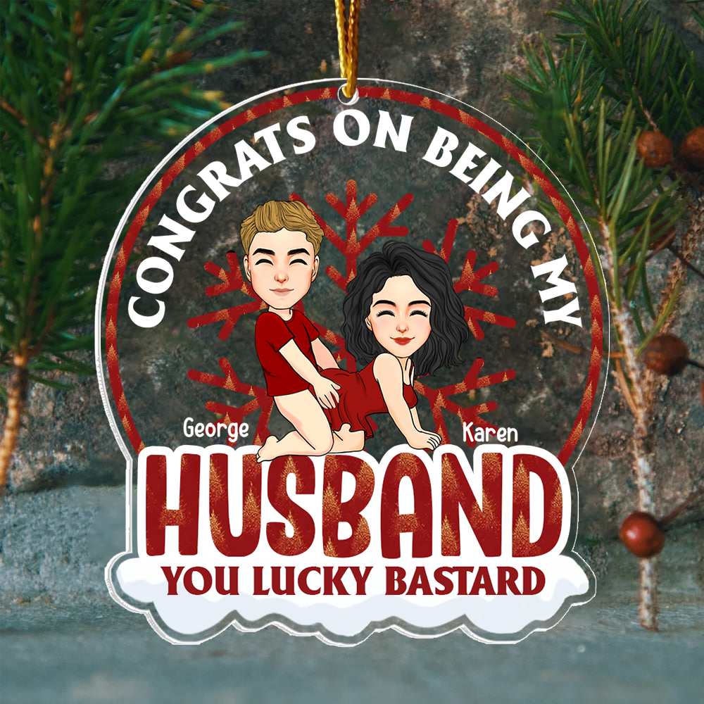 Congrats On Being My Husband Persionalized Globe Acrylic Ornament For Couple T0807