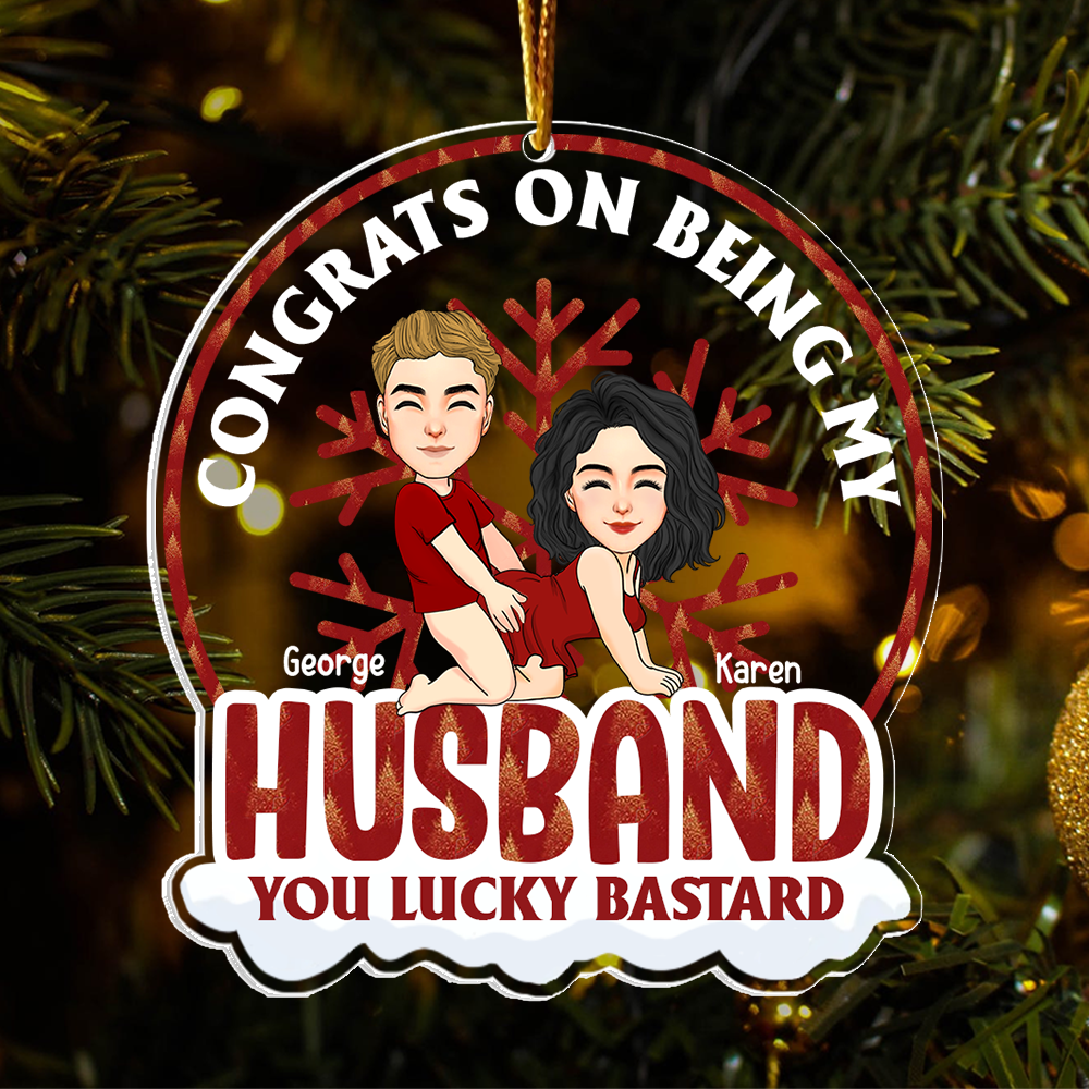Congrats On Being My Husband Personalized Globe Acrylic Ornament For Couple