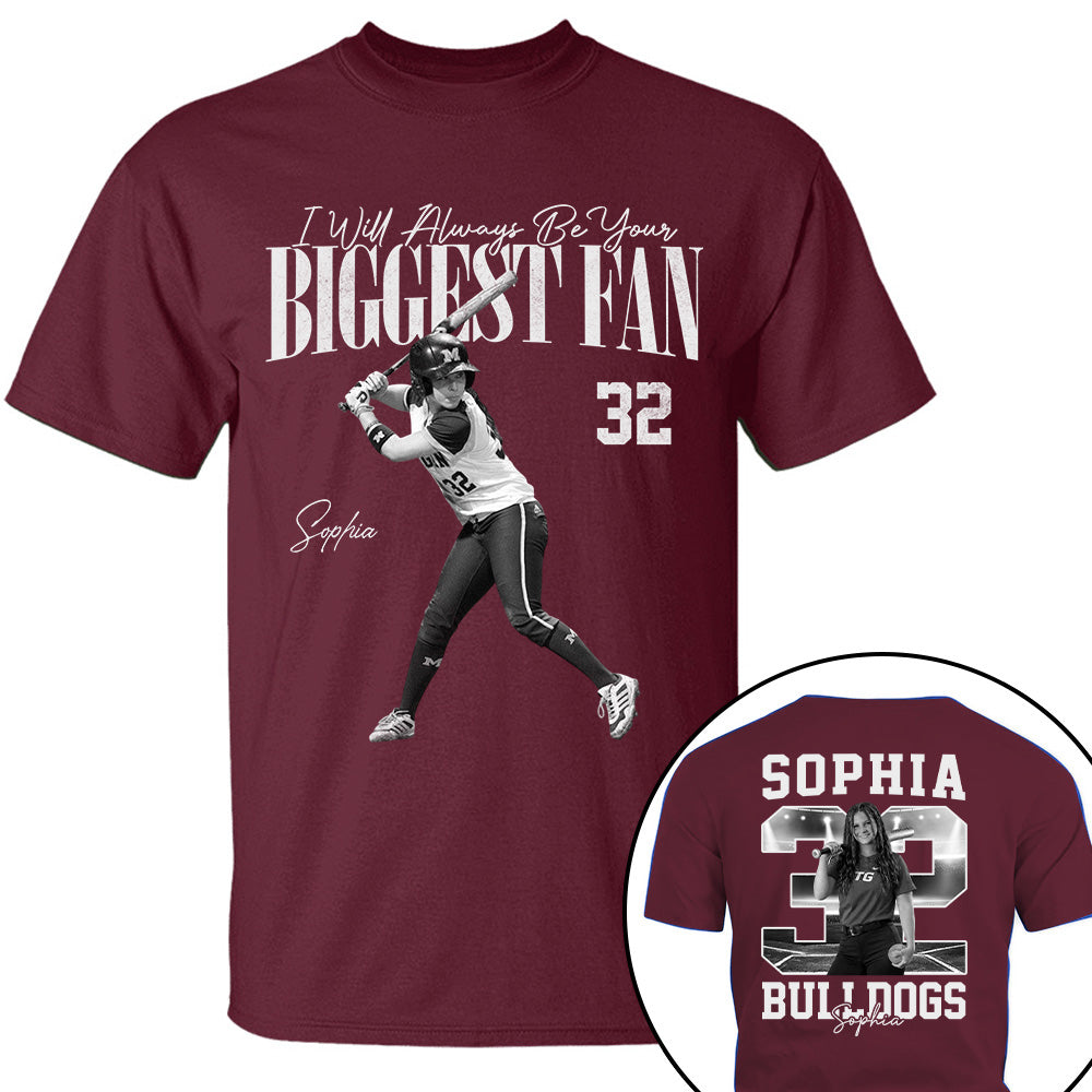 I'll Always Be Your Biggest Fan - Washed Tee Retro Bootleg Shirt - Custom Photo Softball Player Gift For Softball Lovers T1807 T24