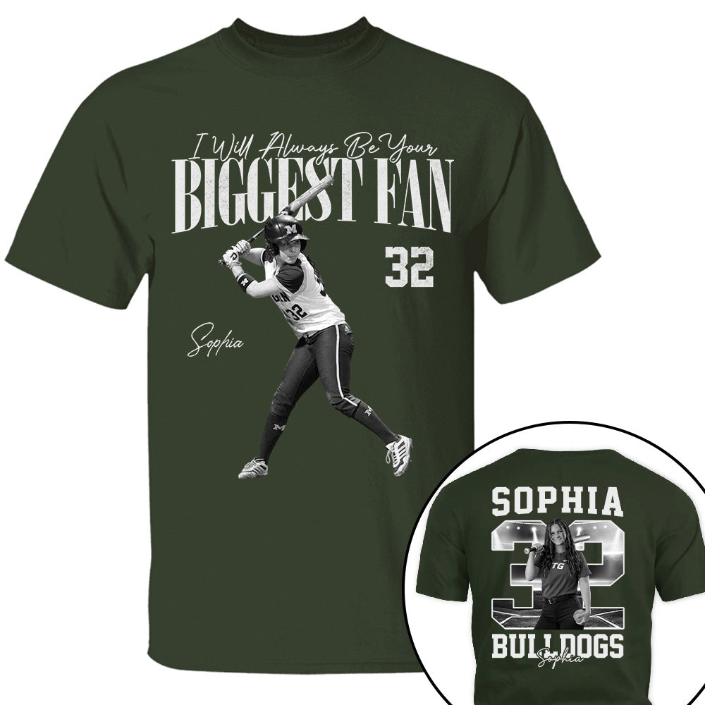I'll Always Be Your Biggest Fan - Washed Tee Retro Bootleg Shirt - Custom Photo Softball Player Gift For Softball Lovers T1807 T24