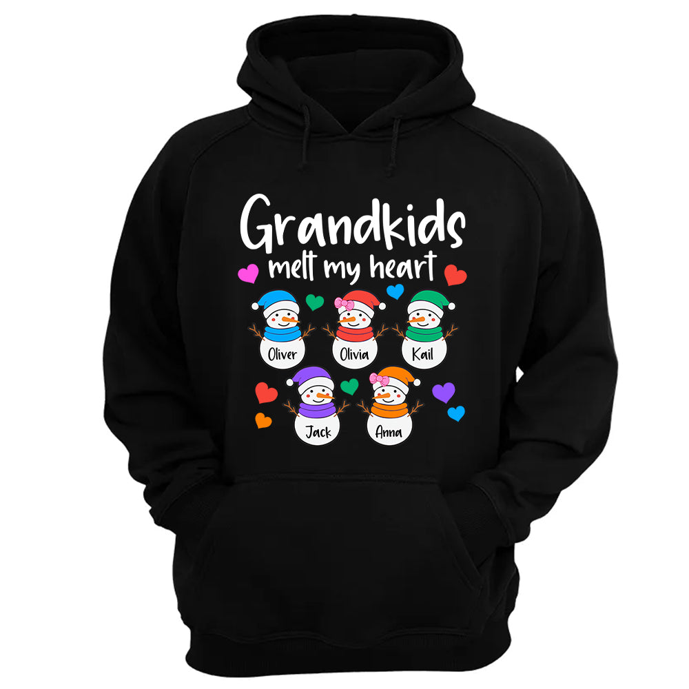 Personalized Grandkids Melt My Heart Shirt, Custom Snowmen With Grandchildren Names Nh00