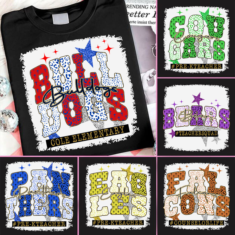 Personalized Gameday Shirt -  Custom Mascot Leopard Pattern - T-Shirt For Teacher NA04 DNG11