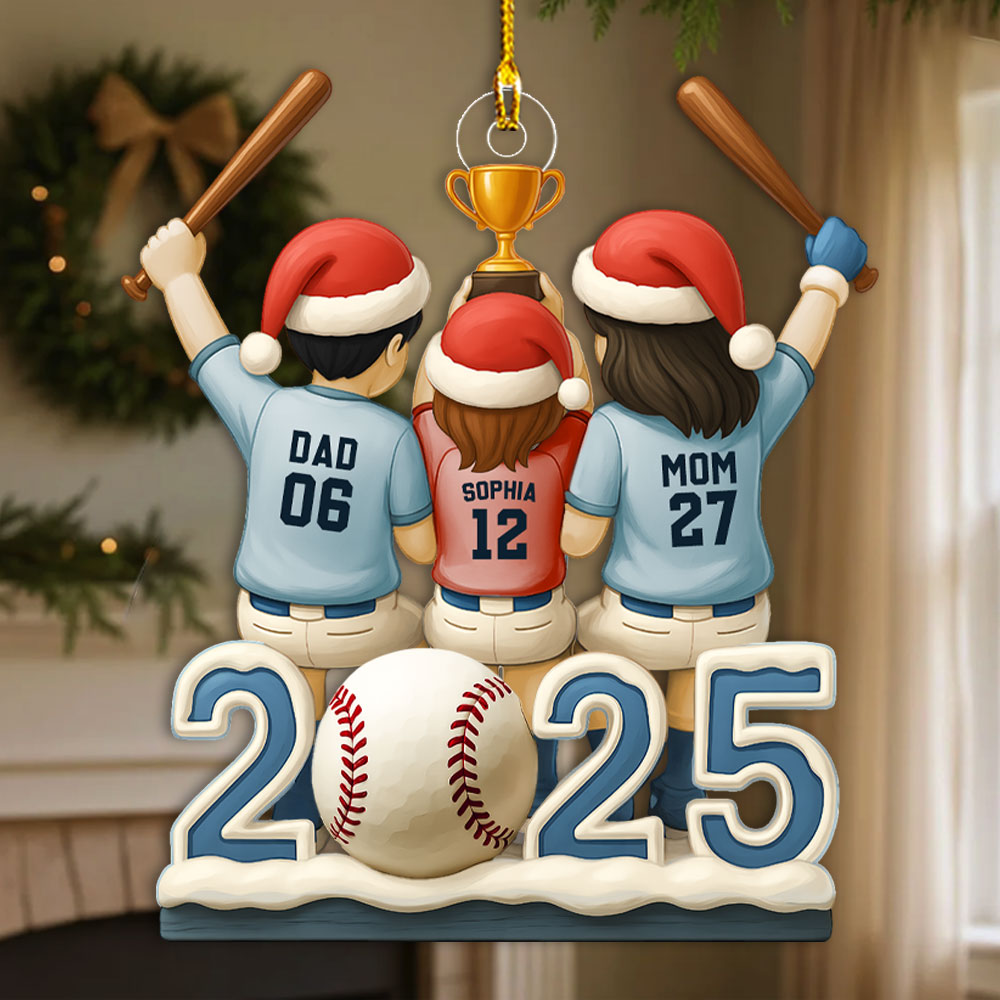 Baseball Family - Personalized Baseball Custom Shaped Acrylic Ornament Pt99