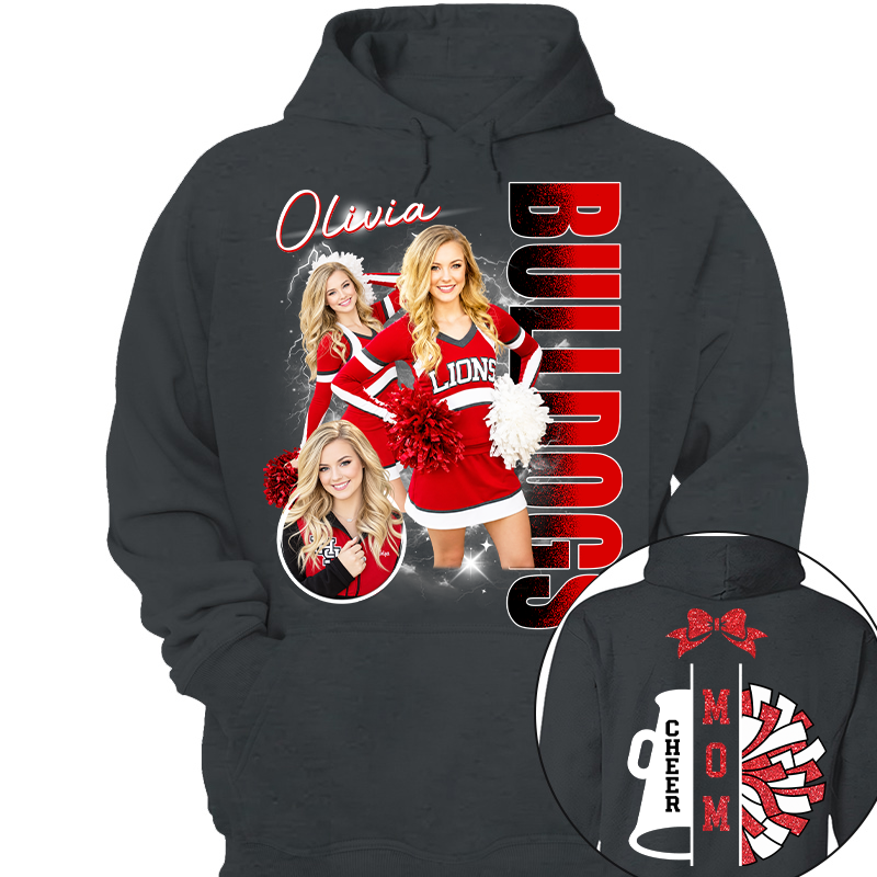 Personalized Cheerleader Team Name & School Name Bootleg Style Tee, Custom Photo Cheerleading Shirt, Gift For Cheer Mom Cheerleader Lovers MI209 TH23