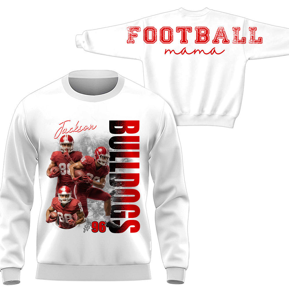Personalized Football Mom Sweatshirt, Custom Large Back Graphic, Gift For Football Mom Football Family Football Lovers MI209 T24