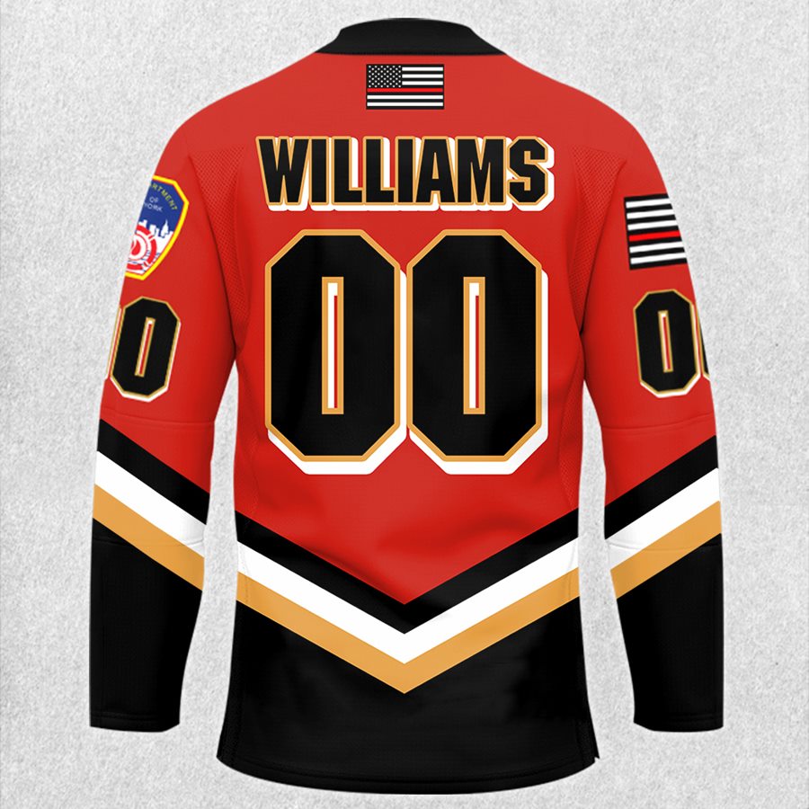Personalized US Firefighter Hockey Jersey Custom Dept Name Number Thin Red Line Flag H2511 Trna