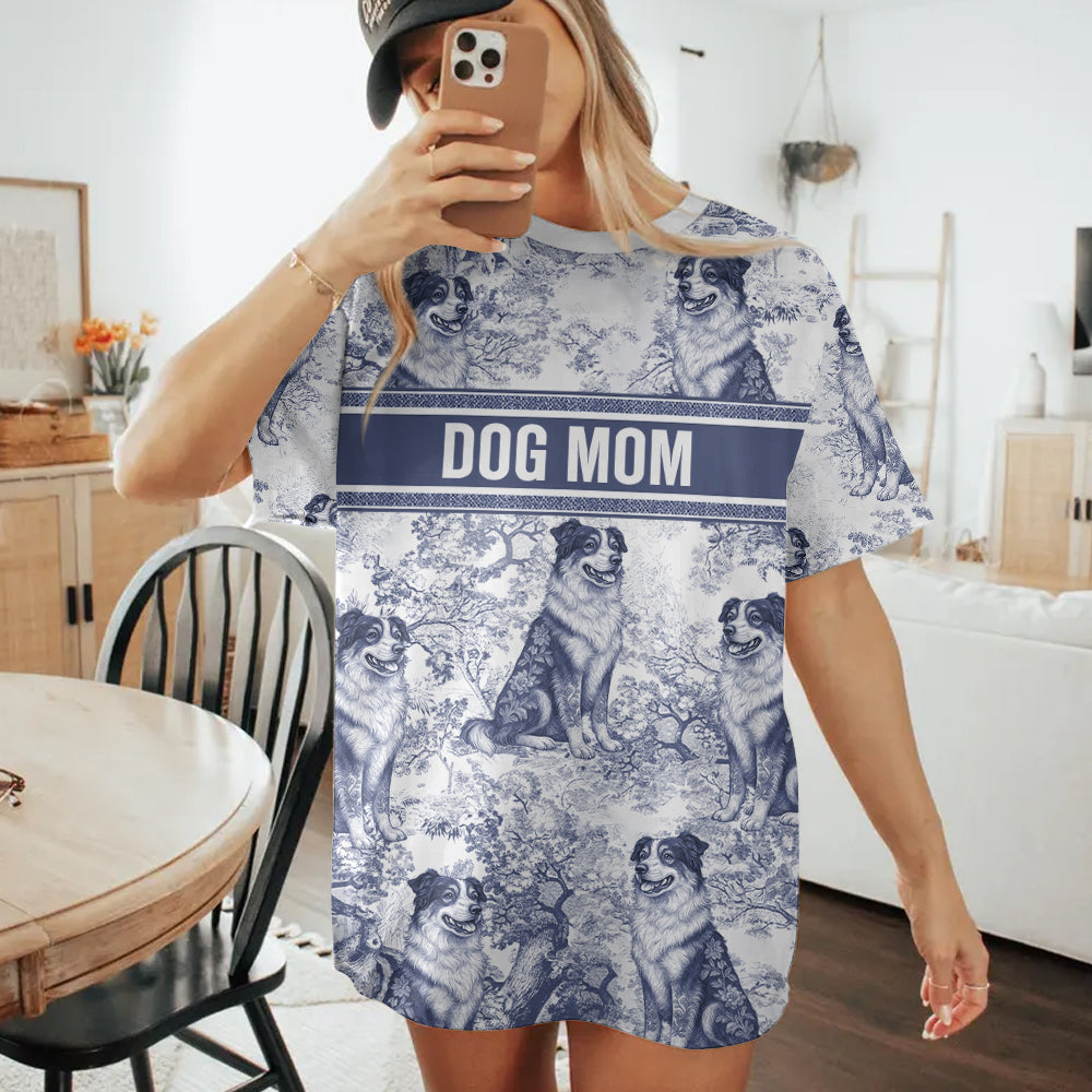 Custom Dog Mom Style Gift Toile De Jouy Chinoiseries, Personalized All Over Print Shirt  Hv01