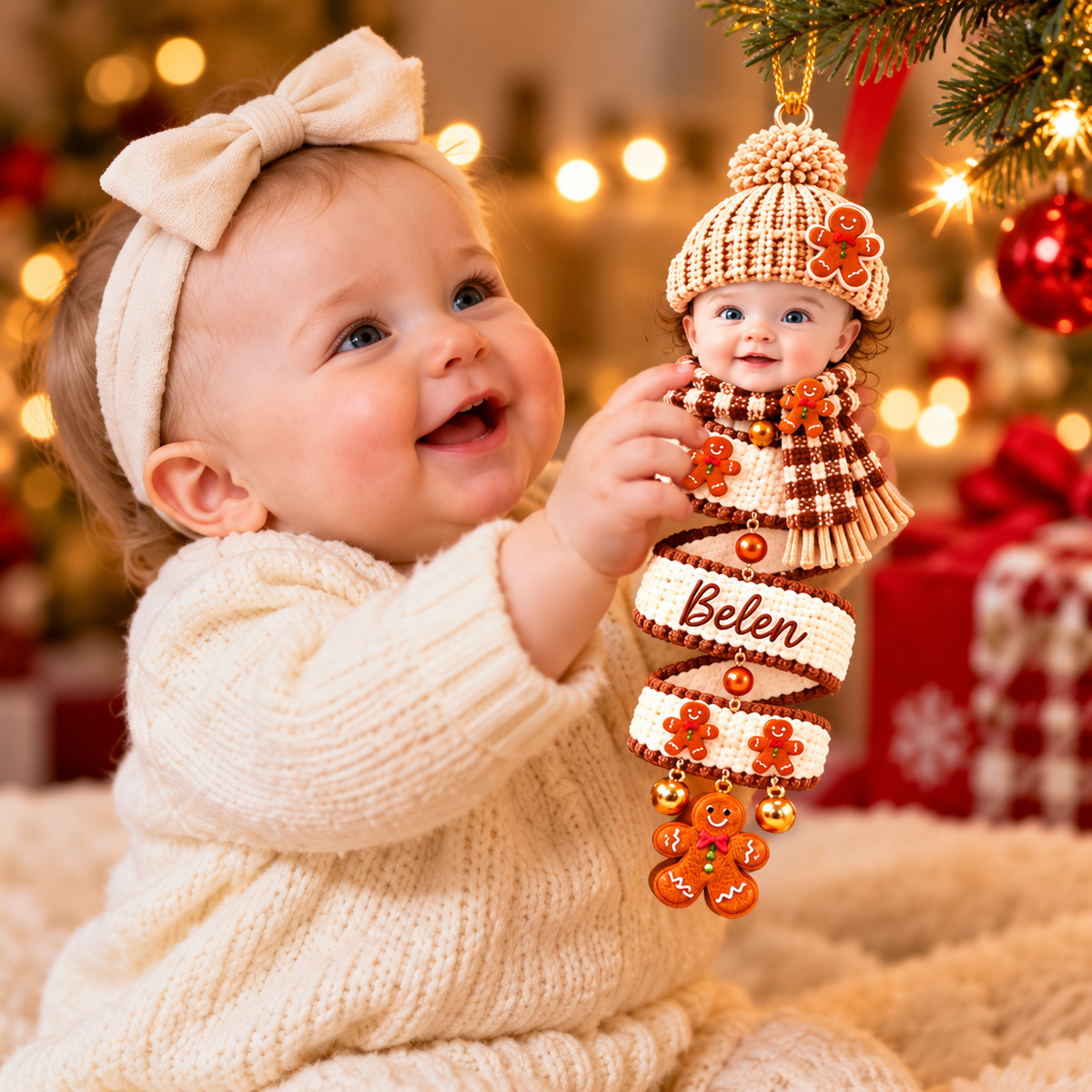 Personalized Baby Face Photo Spiral Acrylic Ornament, Christmas Spiral Ornament, Tree Hanging Christmas Gift T1807 VH01