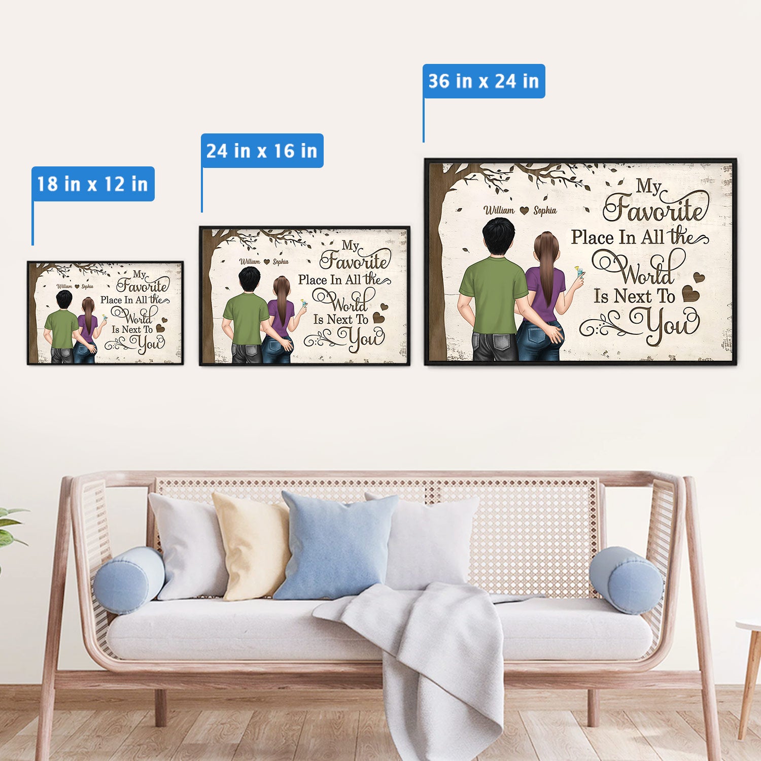 My Favorite Place In The World - Personalized Canvas Gift For Couple VH01