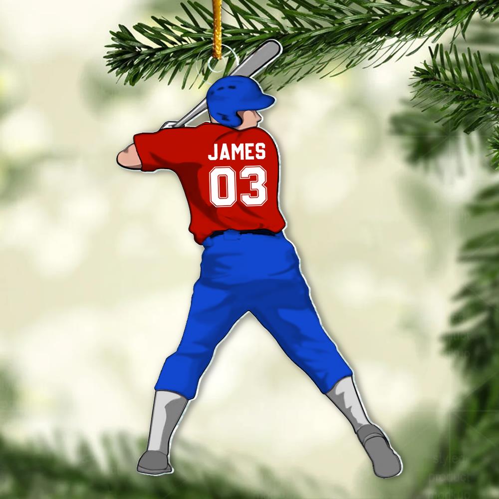 Personalized Baseball Player Ornament, Custom Baseball Christmas Ornament, Boy Baseball Ornament, Baseball Player Gift, Baseball Team Gift