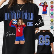 My Heart Is On That Field - Personalized Washed Tee Retro Bootleg Shirt - Gift For Volleyball Lovers T1807 Hv01