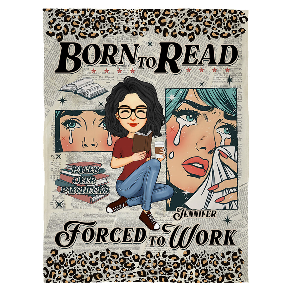 Retro Comfort Born To Read Bookish Blanket, Funny Reader Book Addict Blanket - Personalized Blanket For Reading Lovers Tu20