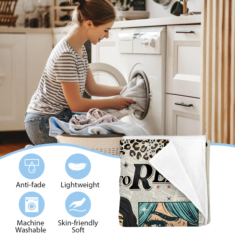 Retro Comfort Born To Read Bookish Blanket, Funny Reader Book Addict Blanket - Personalized Blanket For Reading Lovers Tu20