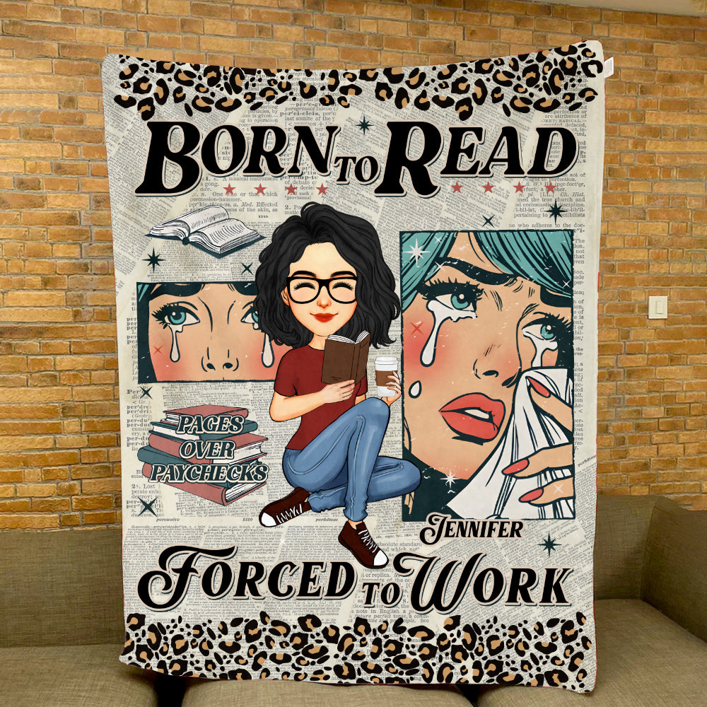 Retro Comfort Born To Read Bookish Blanket, Funny Reader Book Addict Blanket - Personalized Blanket For Reading Lovers Tu20