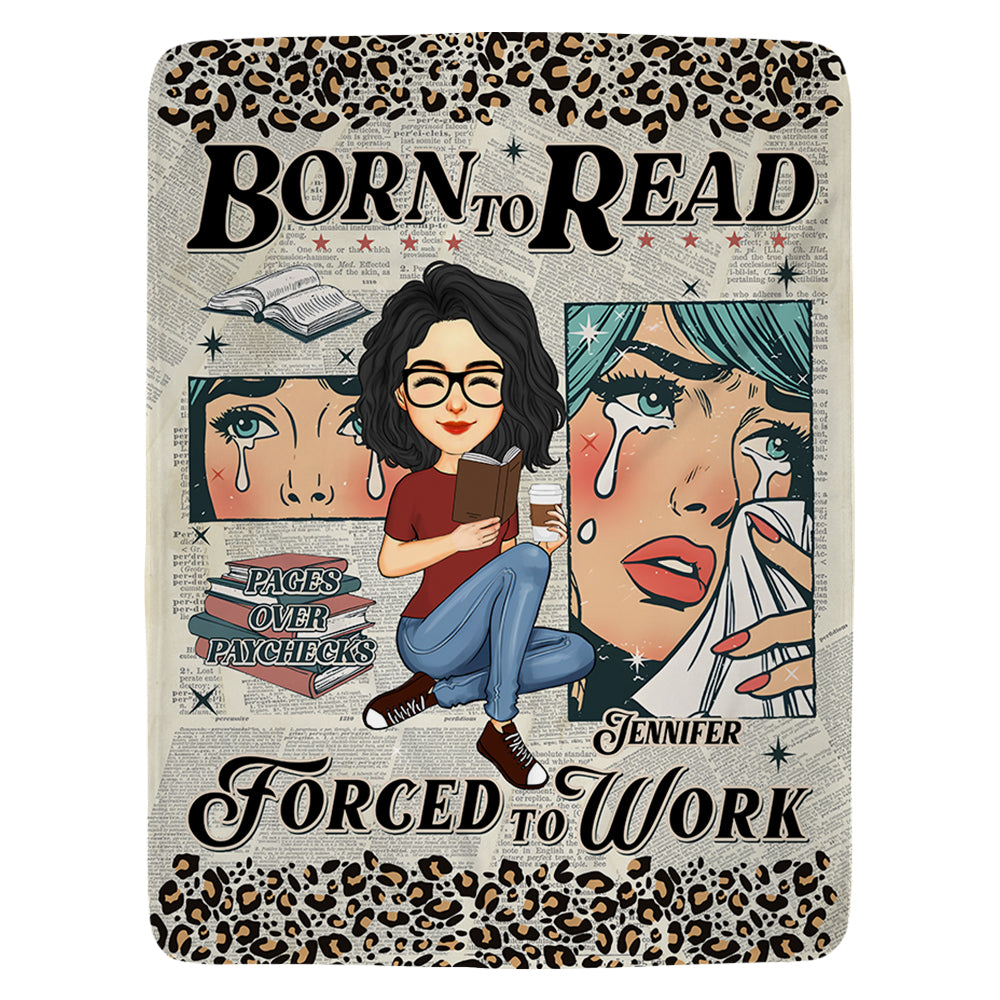 Retro Comfort Born To Read Bookish Blanket, Funny Reader Book Addict Blanket - Personalized Blanket For Reading Lovers Tu20