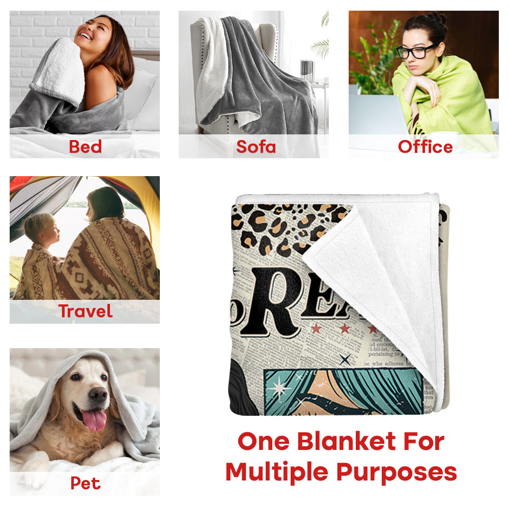 Retro Comfort Born To Read Bookish Blanket, Funny Reader Book Addict Blanket - Personalized Blanket For Reading Lovers Tu20