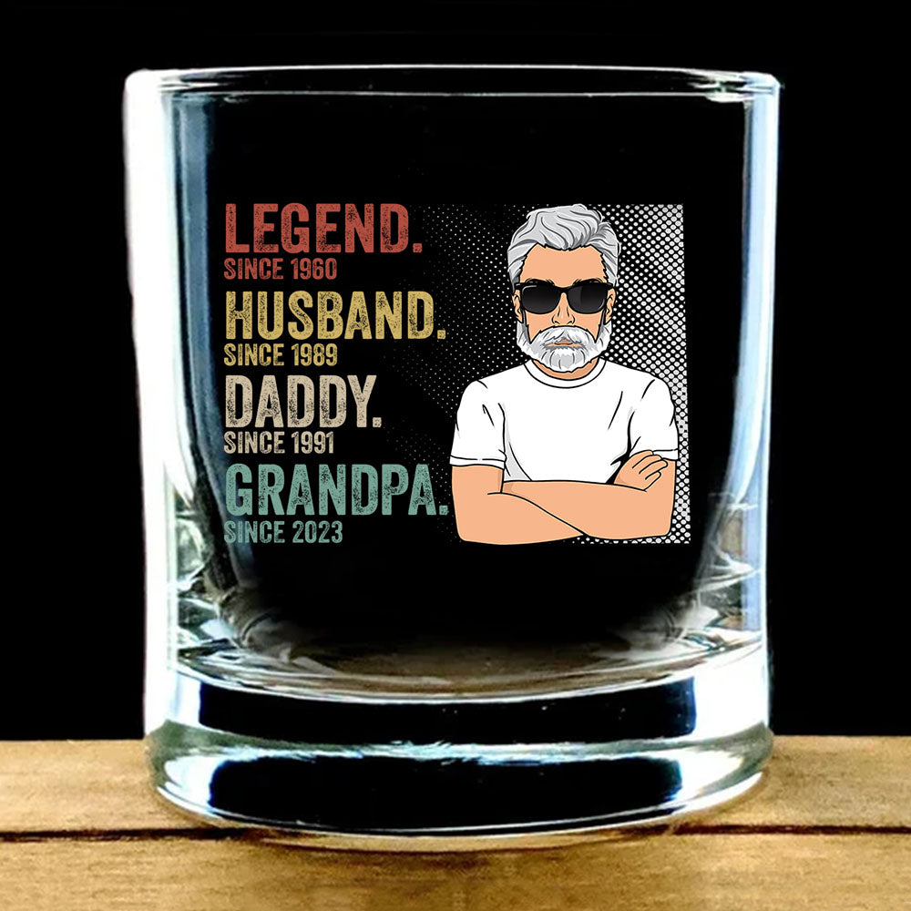 Legend Husband Dad Grandpa Whiskey Glasses - Father's Day, Birthday Gift For Dad, Grandpa