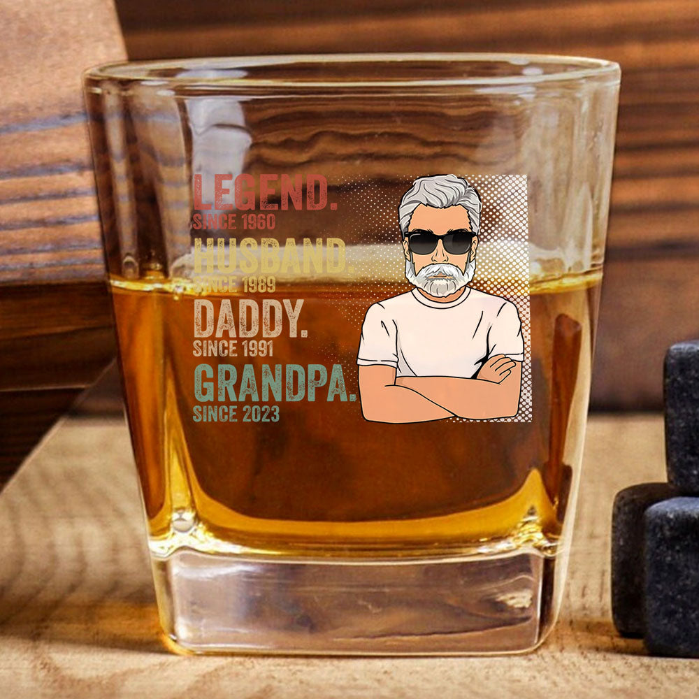 Legend Husband Dad Grandpa Whiskey Glasses - Father's Day, Birthday Gift For Dad, Grandpa