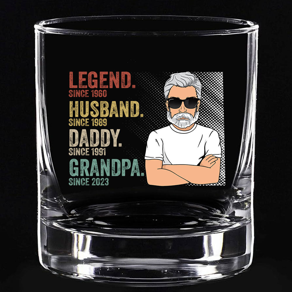 Legend Husband Dad Grandpa Whiskey Glasses - Father's Day, Birthday Gift For Dad, Grandpa