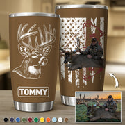 Deer Hunting Gifts for Men Him Personalized. Upload Photo Tumbler for Whitetail Deer Hunters, Hunter Gifts for Him, Dad, Father's Day, Husband Pt99