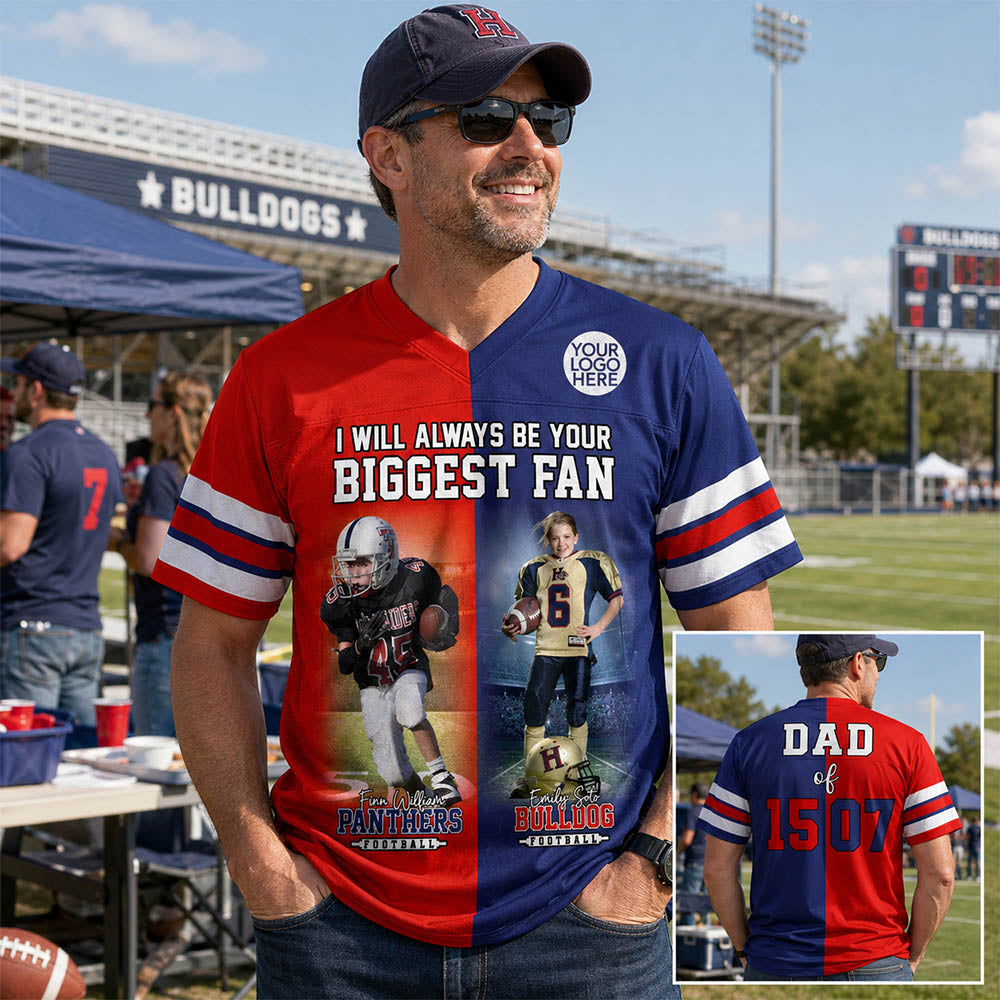 Custom Any Two Football Team, Personalized Team Name And Number Football Jersey, V-neck Short Sleeve Jersey Shirt, Football Jerseys
