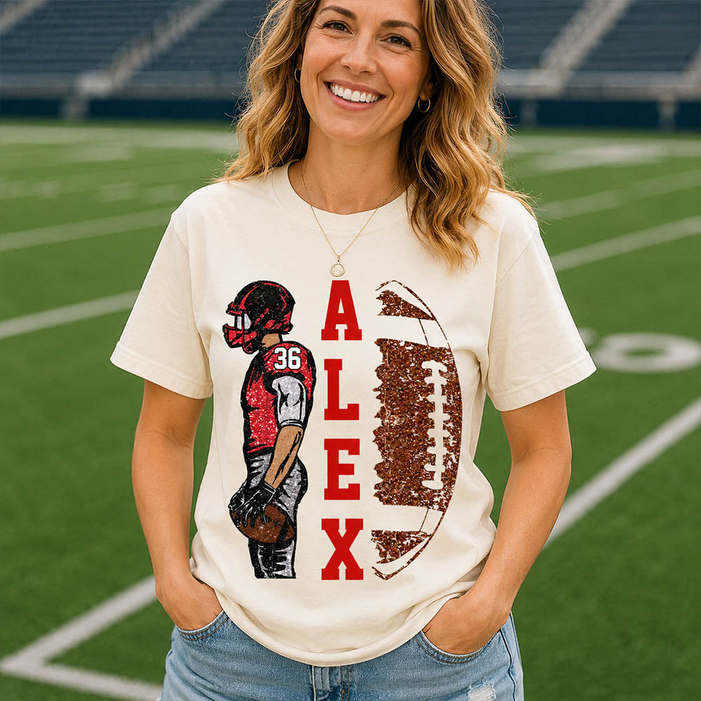 Personalized Football Shirt - Matching Football Player Tee - Adult Youth Team Name - Sports Cheerleader Shirts - Matching Fan Outfits