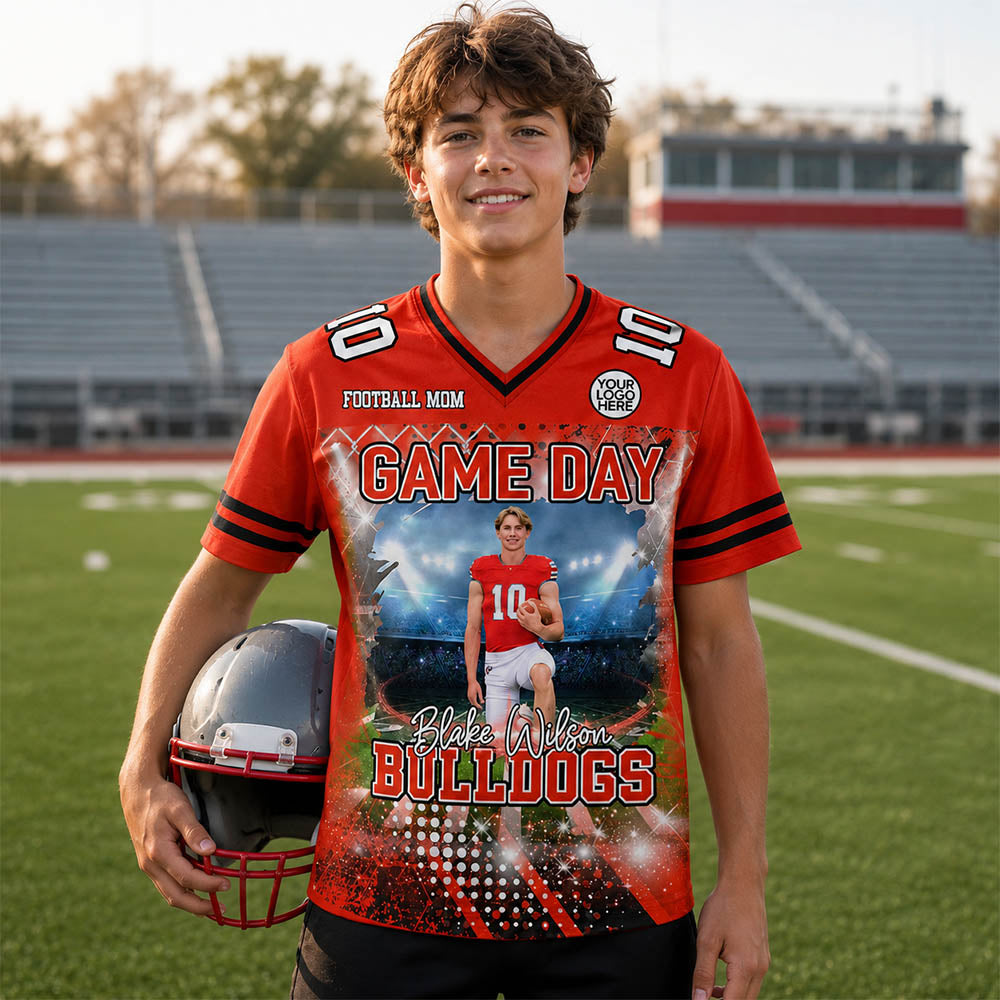 Custom Photo Football Game Day Football Jersey Gift For Football Lovers - Personalized Gift For Football Player