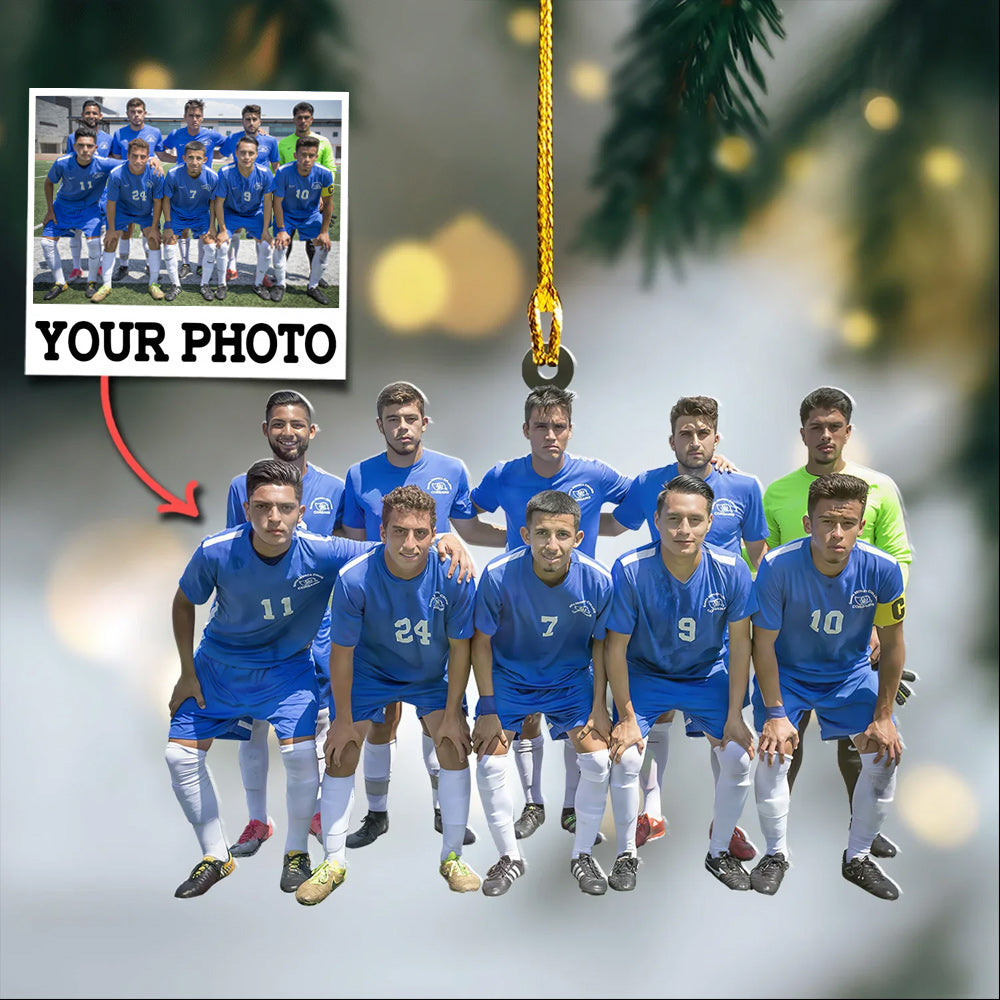 Custom Photo Ornament Gift For Soccer Player - Personalized Upload Photo Soccer Team Ornament Gift For Soccer Lovers