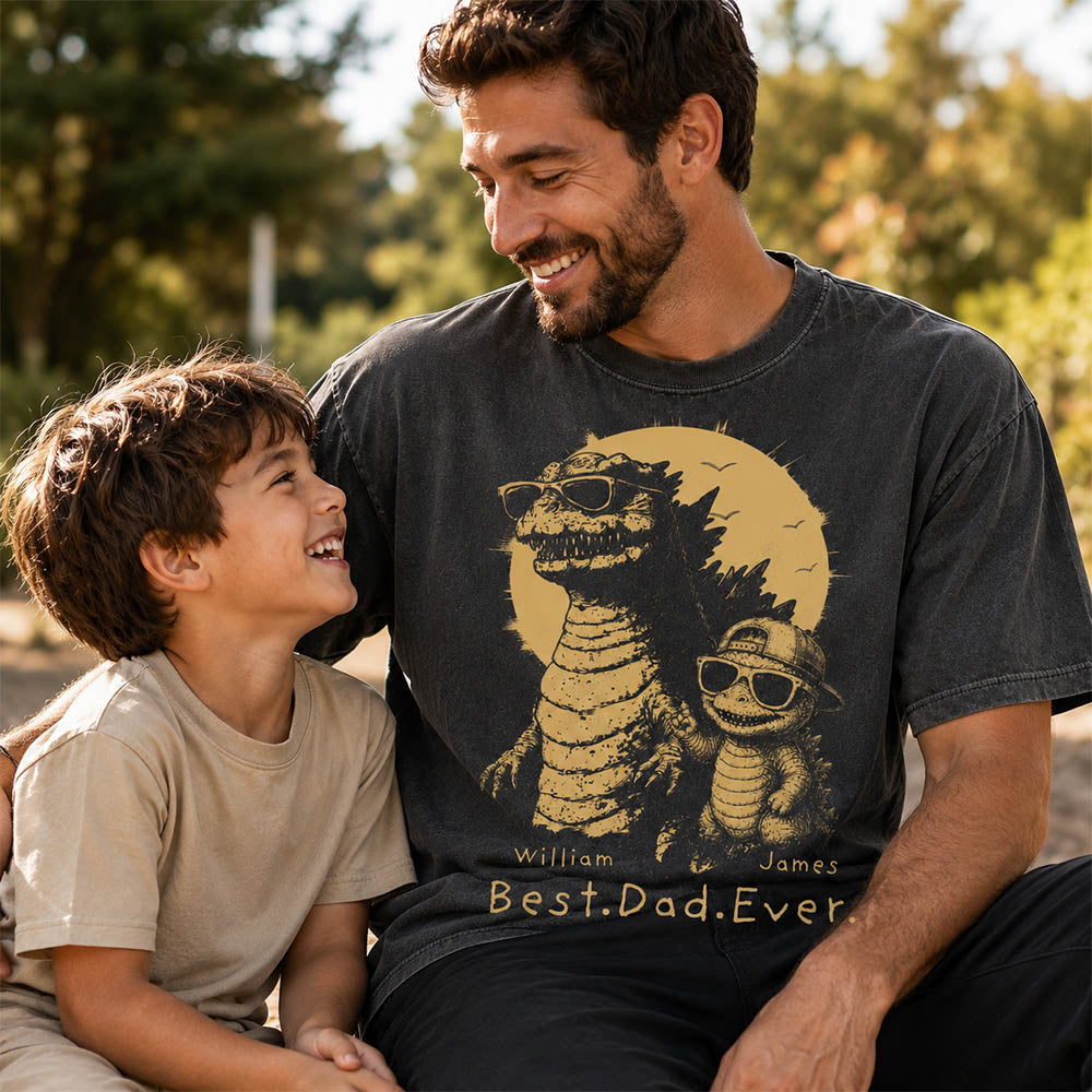 Personalized Best Dad Ever Dadzilla T-Shirt Father Day Gifts for Dad Funny Papa Tshirt Cool Daddy Dinosaur Tee New Art