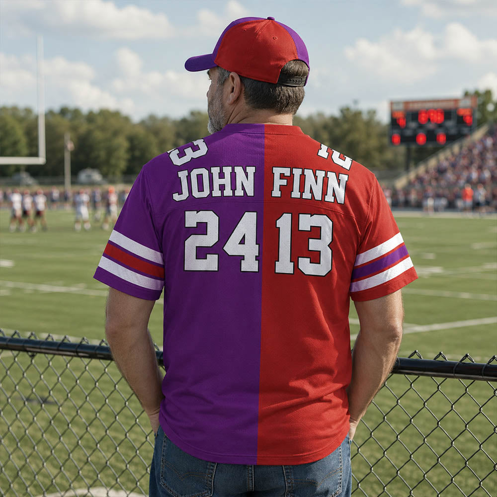 Custom Any Two Football Team, Personalized Team Name And Number Football Jersey, V-neck Short Sleeve Jersey Shirt, Football Jerseys