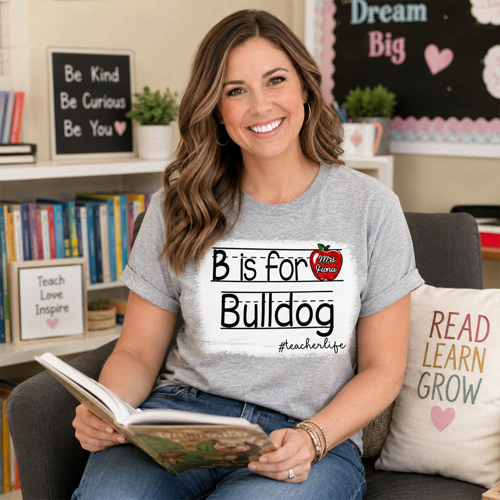 Personalized School Mascot Custom Apple Name Teacher T-Shirt, Custom Gifts For Teacher