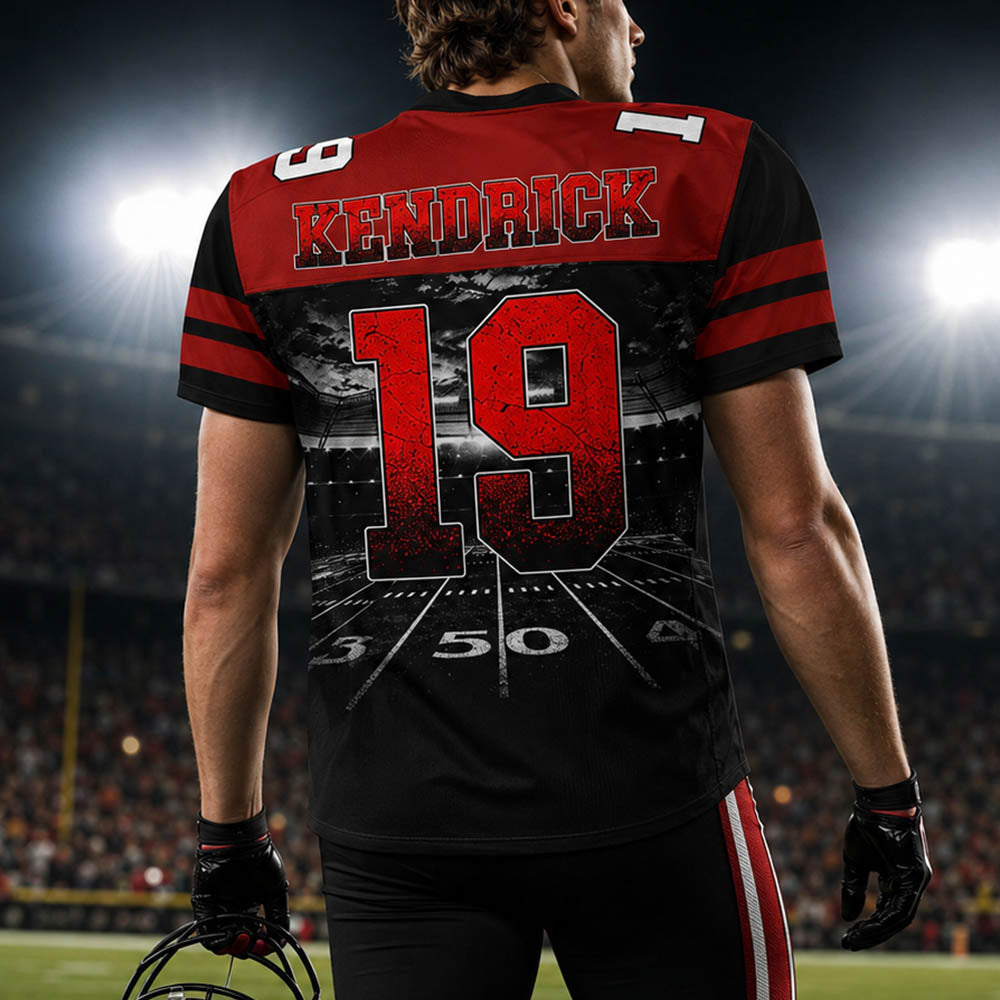 Custom Photo Football Player Shirt - Personalized Team Name School Name Football Jersey Shirt