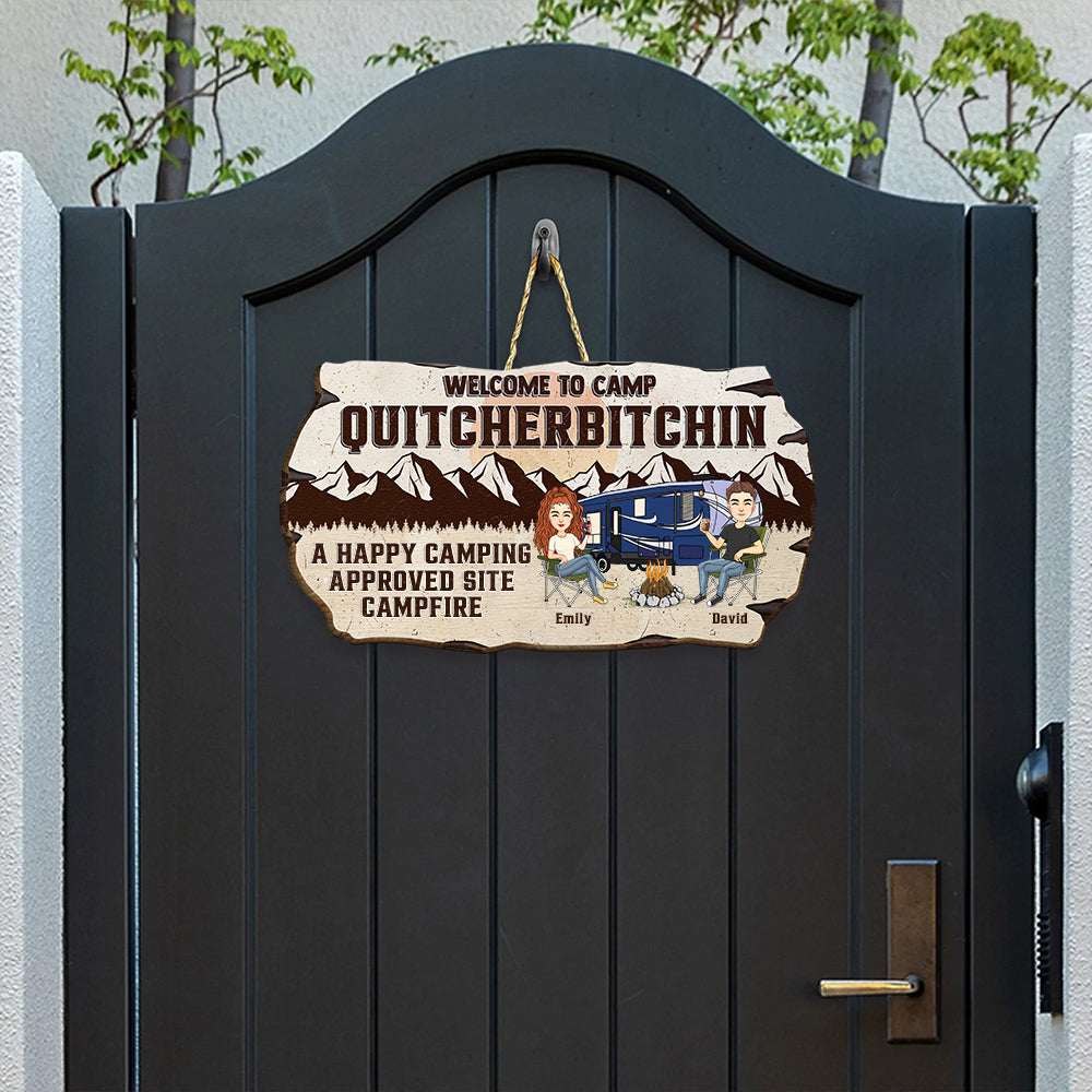 Welcome To Camp Quitcherbitchins - Personalized Custom Wood Sign NA04 Li29