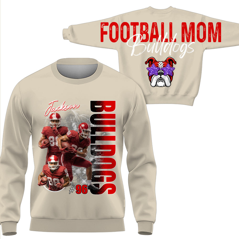 Personalized Football Mom Sweatshirt, Custom Large Back Graphic, Gift For Football Mom Football Lovers Football Family MI209 T24