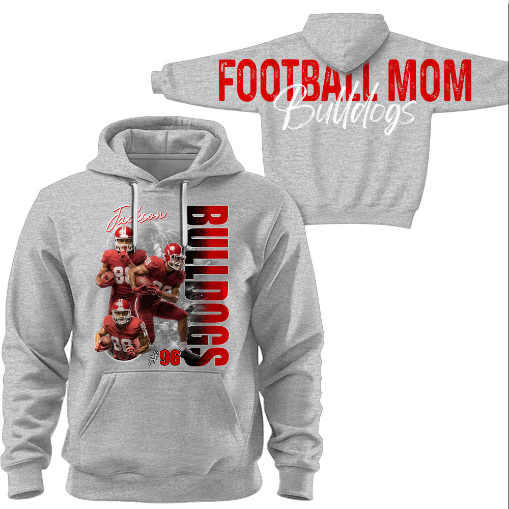 Personalized Football Mom Sweatshirt, Custom Large Back Graphic, Gift For Football Mom Football Lovers Football Family MI209 T24